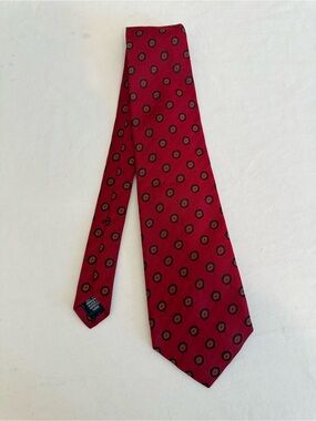 Lands End Men's Necktie Tie 100% Silk Red Blue Floral Polka Dots Stripes Regular